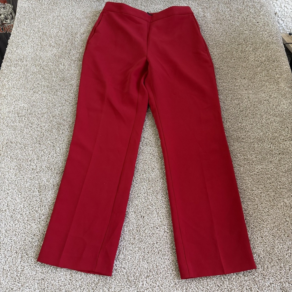 Ann Taylor Dress Pants Womens 6P Red Curvy Straight Leg Stretch Work Office